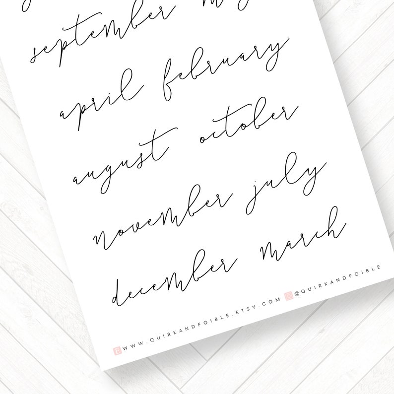 Modern Hand Writing Planner SCRIPT HEADERS Monthly Black Etsy