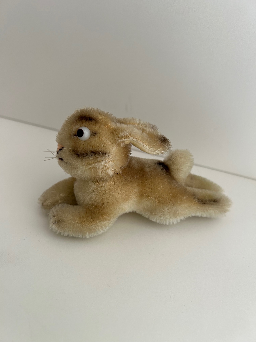 Early Steiff Rabbit Vintage STEIFF Button in Ear Mohair Lying Bunny Rabbit LIEG HASE Early ...