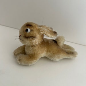 Vintage STEIFF Button in Ear Mohair Lying Bunny Rabbit LIEG HASE Early 1950s Metal Steiff Button Intact Germany Tiny Size