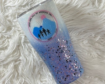 30oz Jack and Jill Of America Theme Custom Blue Ombre Glitter Tumbler