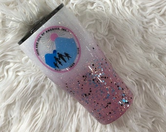 30oz Jack and Jill Of America Theme Custom Ombre Glitter Tumbler