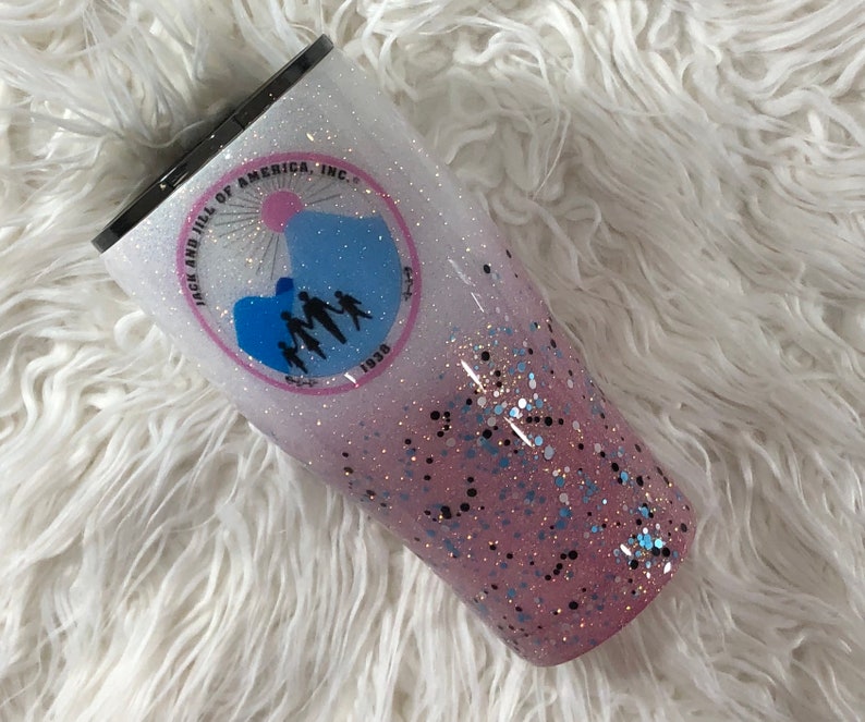 30oz Jack and Jill Of America Theme Custom Ombre Glitter Tumbler image 1