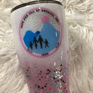 30oz Jack and Jill Of America Theme Custom Ombre Glitter Tumbler image 2