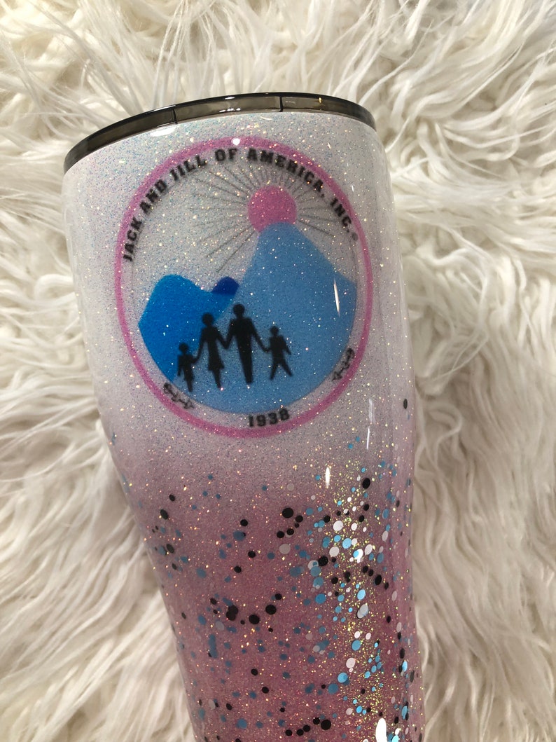 30oz Jack and Jill Of America Theme Custom Ombre Glitter Tumbler image 2