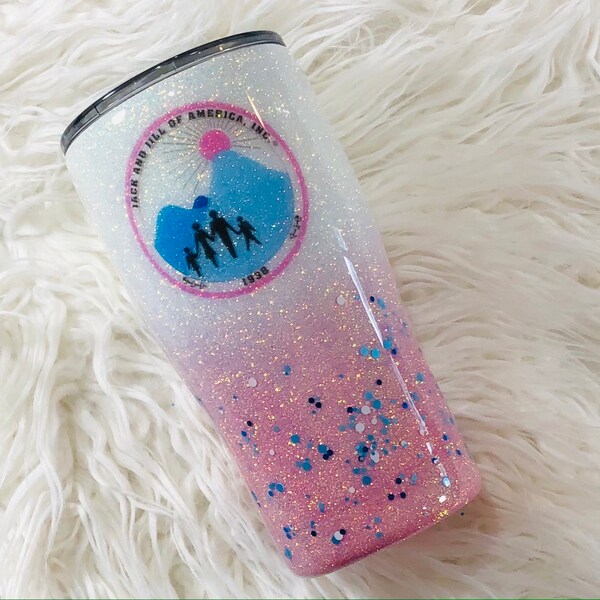 20oz Jack and Jill Of America Theme Custom Ombre Glitter Tumbler