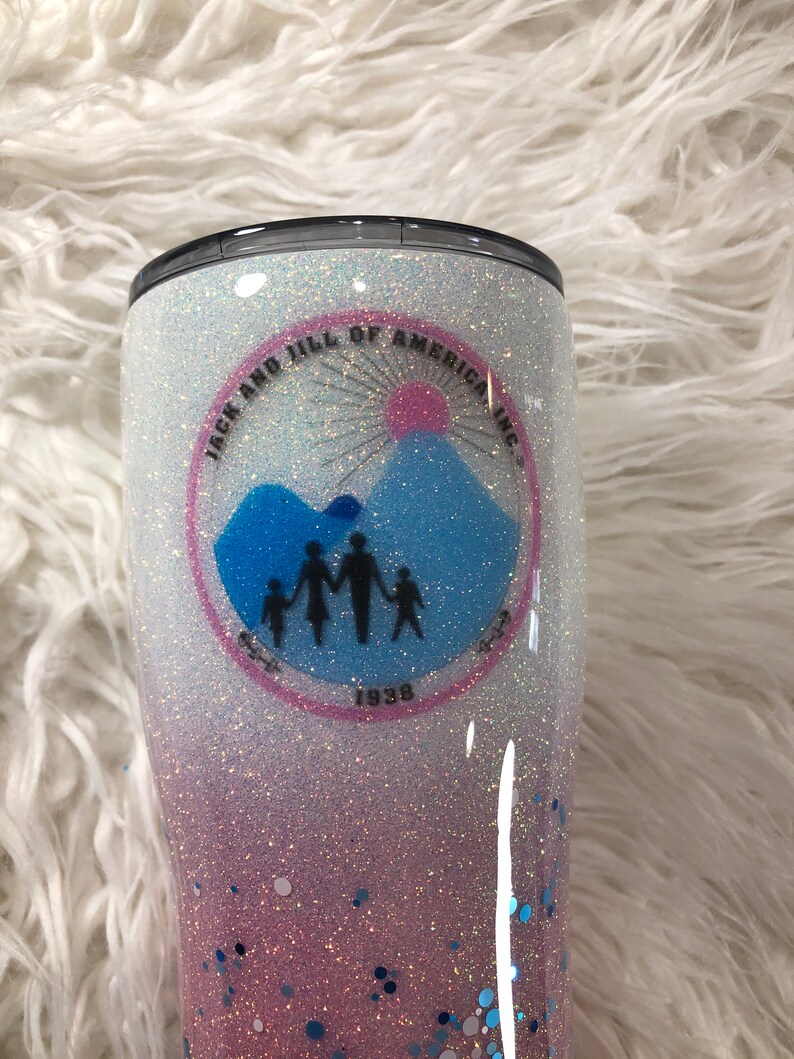 20oz Jack and Jill Of America Theme Custom Ombre Glitter Tumbler image 2