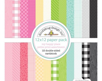 Doodlebug Design My Happy Place Petite Prints Double Sided Cardstock Assortment