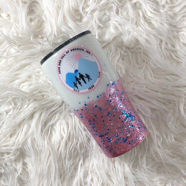 20oz Jack and Jill Of America Theme Custom Glitter Tumbler