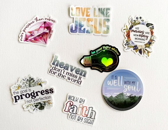 Christian Stickers for Water Bottles - 77 Inspirational Jesus  Faith Stickers Pack with Bible Verse Motivational Stickers