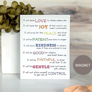 Bible Verse Magnet The Fruit of the Spirit / Religious Gifts for Mom / Scripture Wall Art image 1