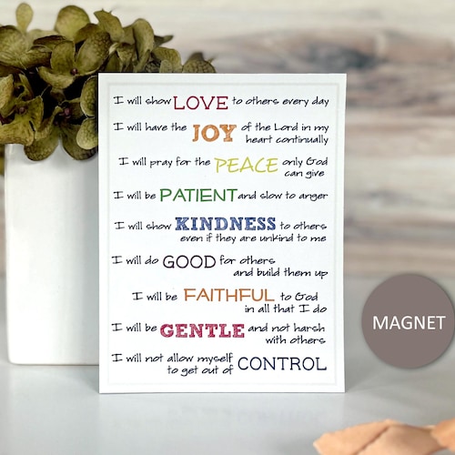 Aimant verset de la Bible Le fruit de l'esprit / Cadeaux religieux pour maman / Art mural biblique