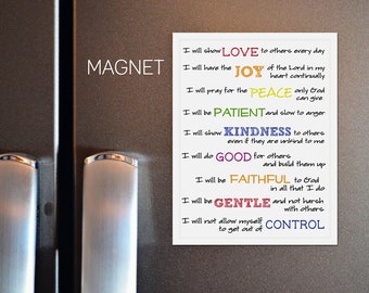 Bible Verse Magnet of The Fruit of the Spirit / Inspirational Fridge Magnet / Religious Gifts for Mom / Scripture Wall Art