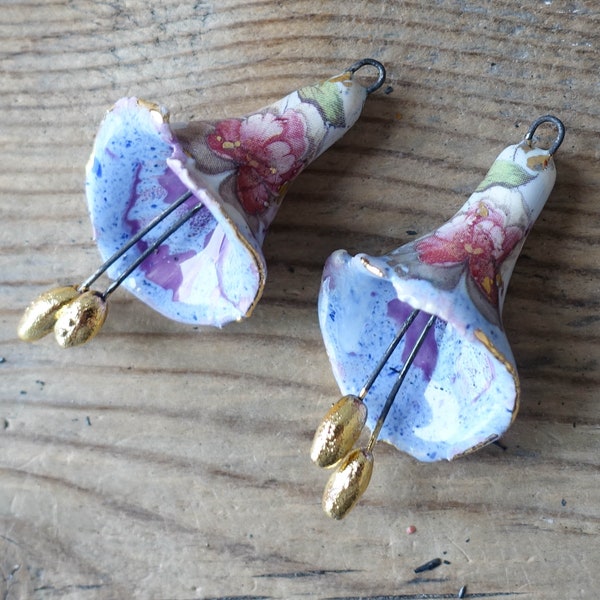 Ceramic bells charms for earrings . Ceramic handmade pendant