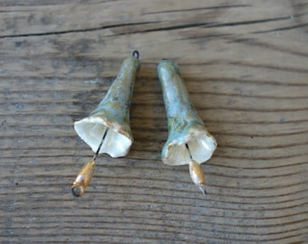 Tulip Bead.Ceramic Connector pendant-Tulip Bead handmade