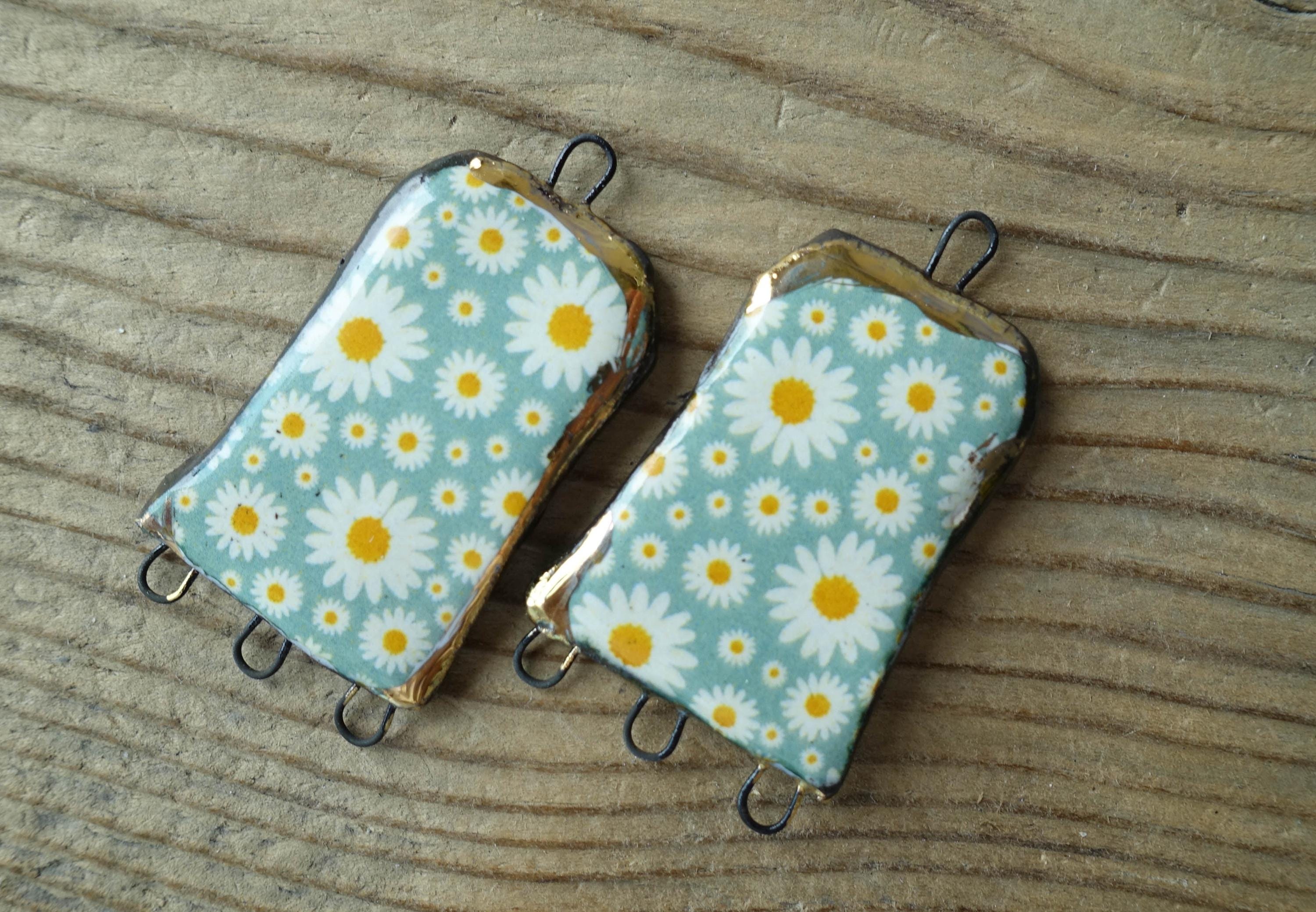 Dijes de cerámica para joyería hechos a mano. Colgantes para hacer aretes. Cuentas artísticas.