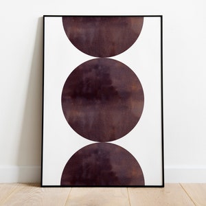 Acuarela de mediados de siglo, impresión de acuarela moderna imprimible, impresión abstracta de tinta, impresión geométrica, impresión de pared minimalista, arte en blanco y negro imagen 4