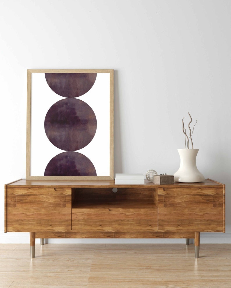 Acuarela de mediados de siglo, impresión de acuarela moderna imprimible, impresión abstracta de tinta, impresión geométrica, impresión de pared minimalista, arte en blanco y negro imagen 3