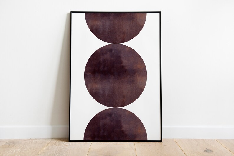 Acuarela de mediados de siglo, impresión de acuarela moderna imprimible, impresión abstracta de tinta, impresión geométrica, impresión de pared minimalista, arte en blanco y negro imagen 4