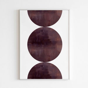 Acuarela de mediados de siglo, impresión de acuarela moderna imprimible, impresión abstracta de tinta, impresión geométrica, impresión de pared minimalista, arte en blanco y negro imagen 8