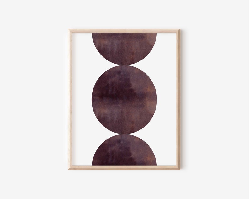 Acuarela de mediados de siglo, impresión de acuarela moderna imprimible, impresión abstracta de tinta, impresión geométrica, impresión de pared minimalista, arte en blanco y negro imagen 1