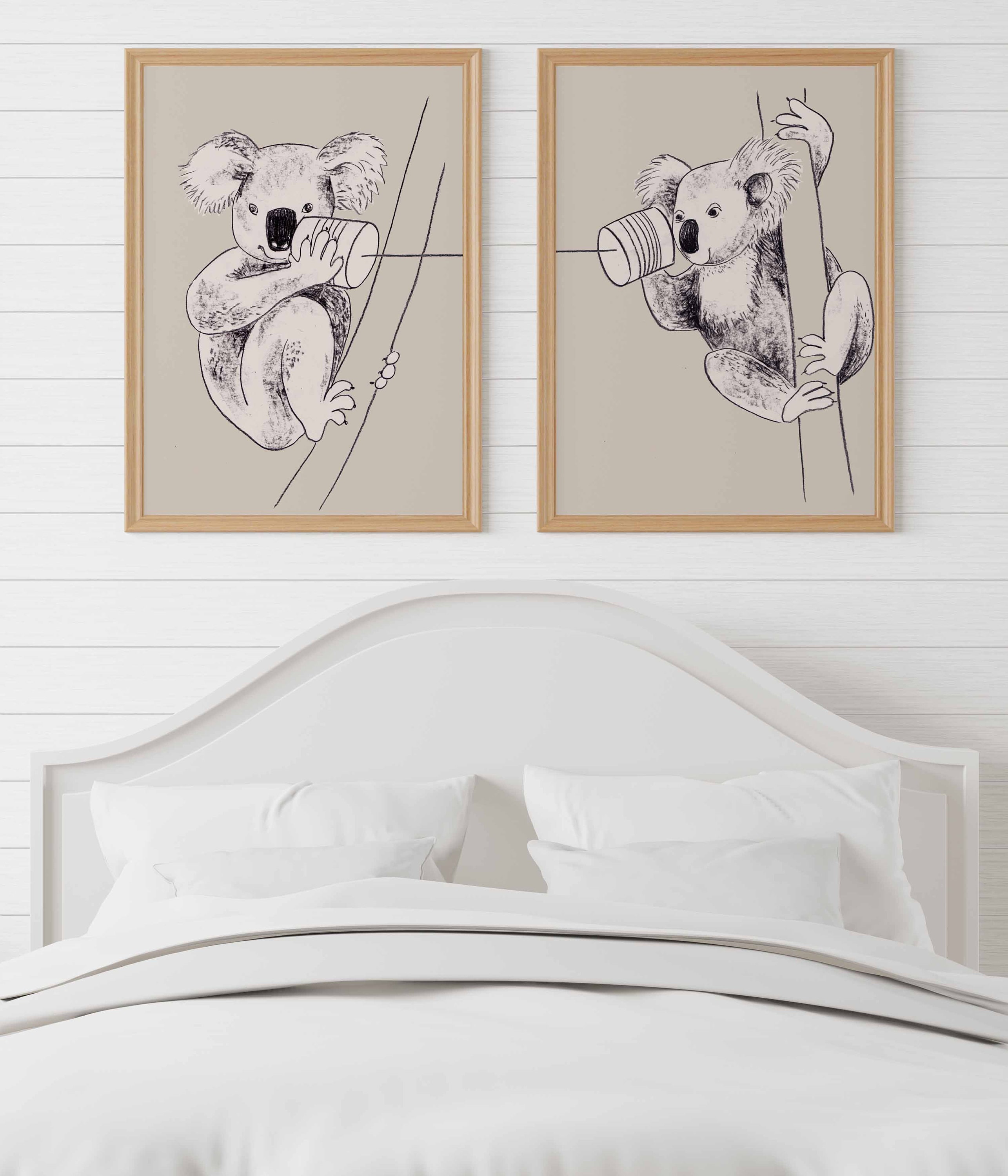 Koalas Illustration, Koala Print, Printable Koalas Wall Art, Tin Can