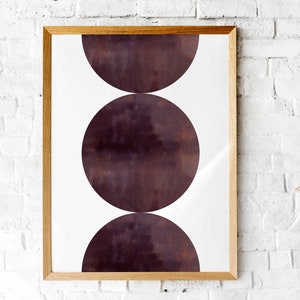 Acuarela de mediados de siglo, impresión de acuarela moderna imprimible, impresión abstracta de tinta, impresión geométrica, impresión de pared minimalista, arte en blanco y negro imagen 9