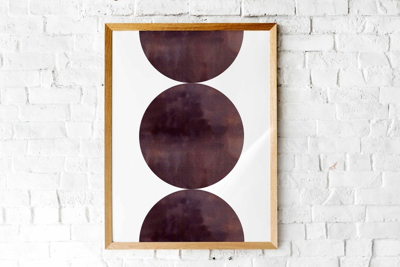 Acuarela de mediados de siglo, impresión de acuarela moderna imprimible, impresión abstracta de tinta, impresión geométrica, impresión de pared minimalista, arte en blanco y negro imagen 9