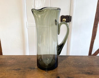 Jarra de vidrio ahumado Whitefriars Mid Century, jarra para cócteles de agua MCM de 26 cm de alto