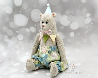 CIRCUS BEAR with TROUSERS wool touch fabric bear, sitting bear, standing bear, circus bear, cute decor, nursery decor, new baby gift