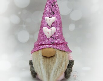 LOVE HEART GNOMES Valentine Gnome | Anniversary Gnome | pink gnome Sequin Gnome gnome gift ideas gonk