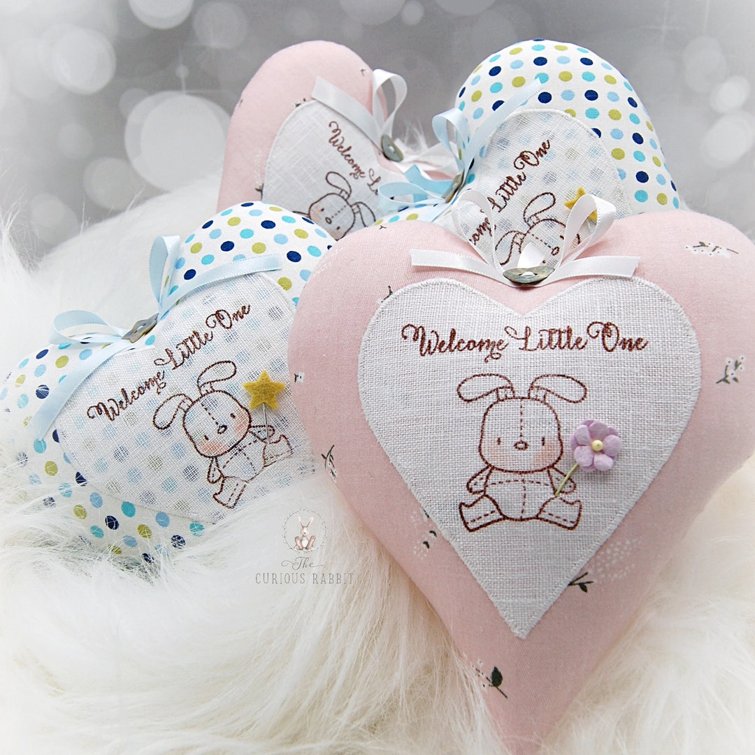 NEW BABY HEARTS Nursery Gifts Nursery Decor Baby Blue Heart Baby Pink