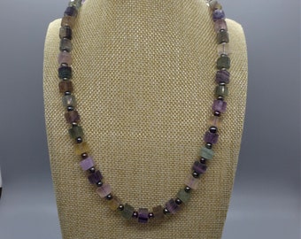 SOLD Multi Color Fluorite and Pearl Necklace