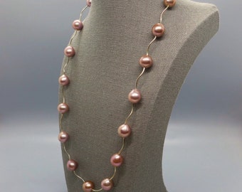 Mauve Edison Pearls with Silver S Spacers and Matching Earrings