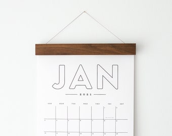 2023 Wall Calendar, Large, Monthly – Simply Bold, Walnut or Maple Hanger
