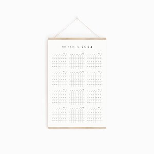 2024 Poster Printable Wall Calendar Simple, Year at a Glance, Large 24 x 36 image 3