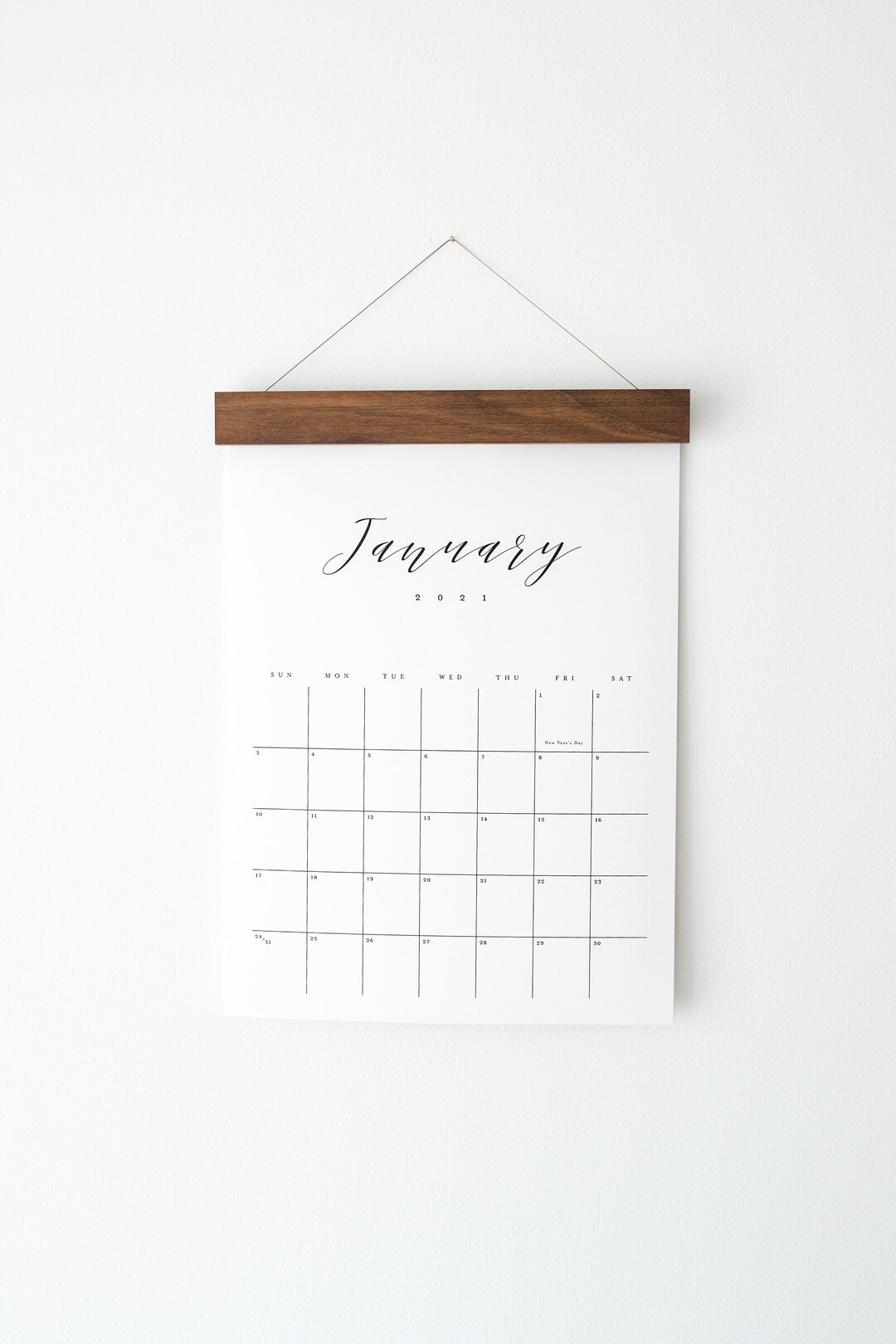 2023 Wall Calendar Large Monthly Simple Script Walnut or Etsy