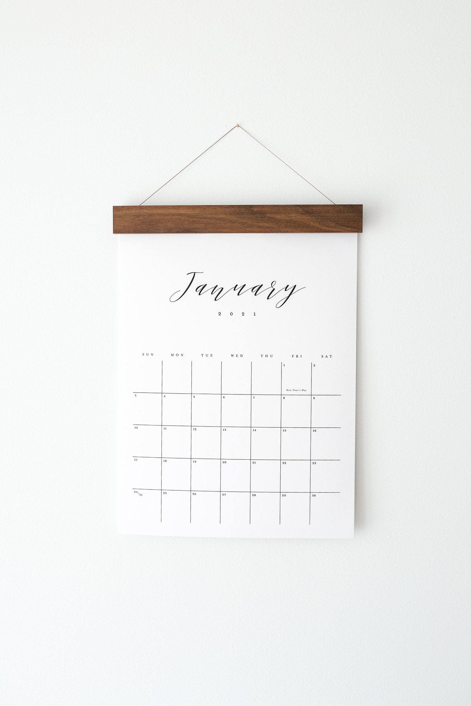 2023 Wall Calendar Large Monthly Simple Script Walnut or Etsy
