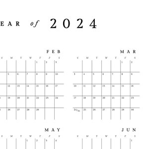 2024 Poster Printable Wall Calendar Simple, Year at a Glance, Large 24 x 36 image 2