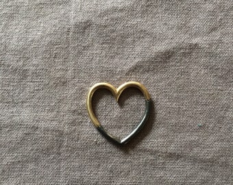 Heart Connector - Oxidized Silver + Gold
