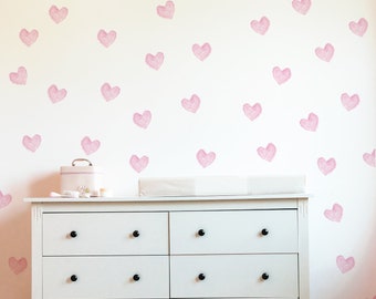 Hearts Vinyl Wall Stickers Nursery Wall Decals Girls Room Peel Stick Removable Bedroom Decor Watercolor Art