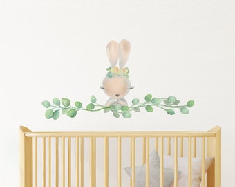 Woodland Animal Enchanted Forest Nursery Bunny Rabbit Wall Decals Girls Nursery Vinyl Wall Stickers