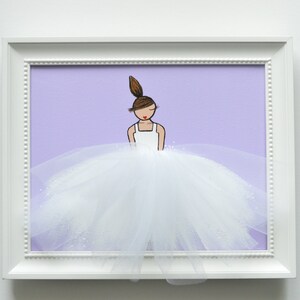 Ballerina Art, lavender art, lavender nursery decor, Girl's Room Decor, Nursery Art WHITE tutu on LAVENDER background image 2