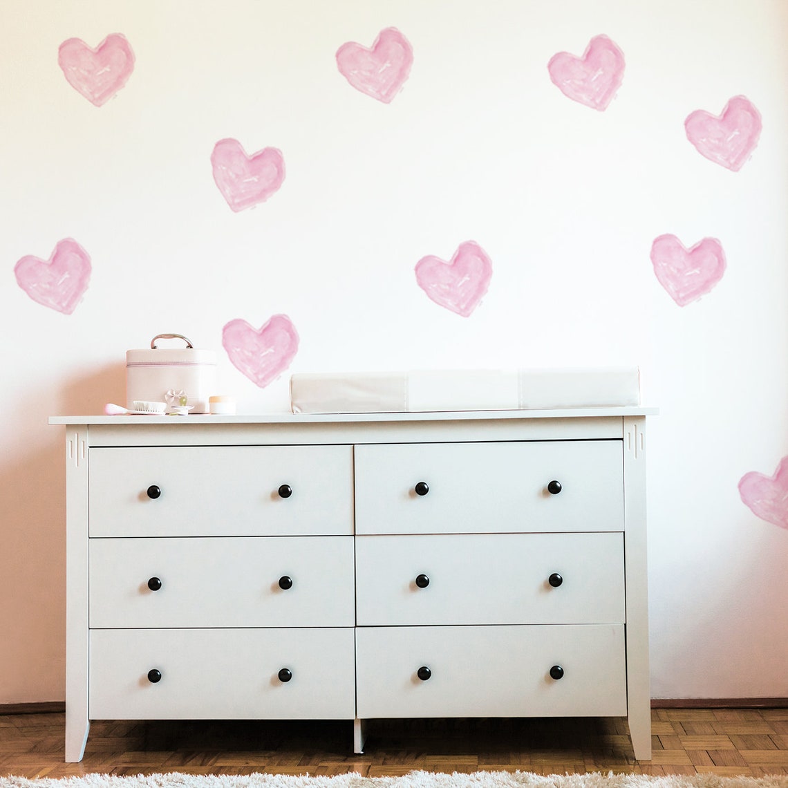 Hearts Vinyl Wall Stickers Nursery Wall Decals Girls Room Peel Stick ...
