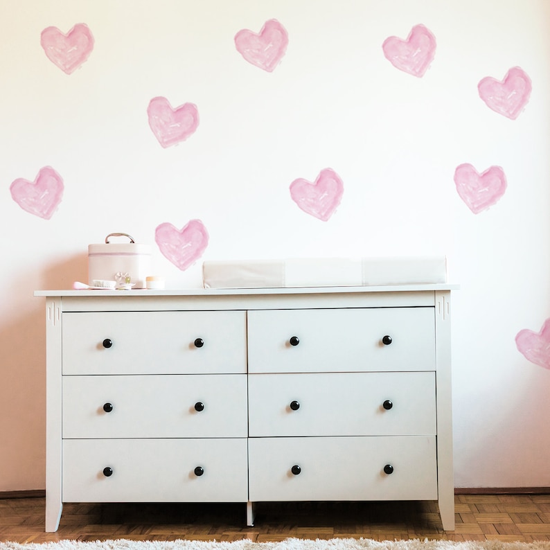 Hearts Vinyl Wall Stickers Nursery Wall Decals Girls Room Peel Etsy