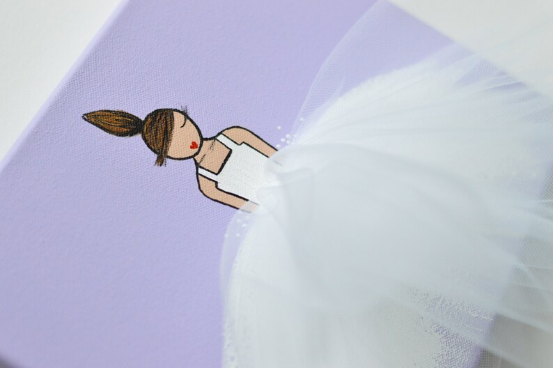 Ballerina Art, lavender art, lavender nursery decor, Girl's Room Decor, Nursery Art WHITE tutu on LAVENDER background image 3