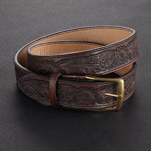 Handmade Leather Belt, Made To Order with 19 Embossing Patterns