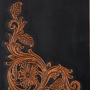 Leather Tooling Pattern No. 2, 1-Flower Corner Design Printable Download