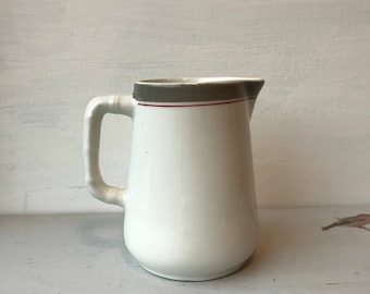 Vintage little Sampson bridgwood ironstone jug - made in England - white, grey and red