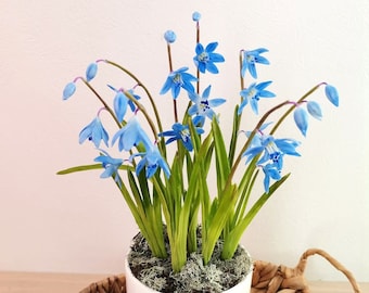 Handmade Bluebell flowers , real touch bluebells, made of air dry polymer clay, home decor, blue mercury, Eastern camas