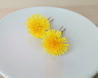 Pusteblume Haarnadel, Haarschmuck, aus lufttrocknendem Polymer Clay, Blumen Haarteil, Clay Blumen, handgefertigte Pusteblumen, gelbe Blumen